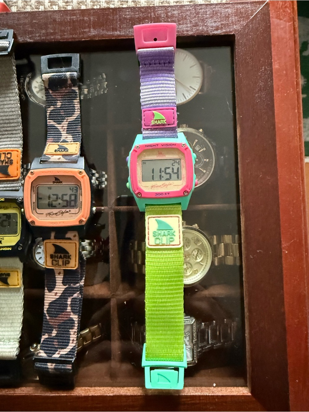 Freestyle Shark Clip Watch in Pink, Purple, Teal & Green